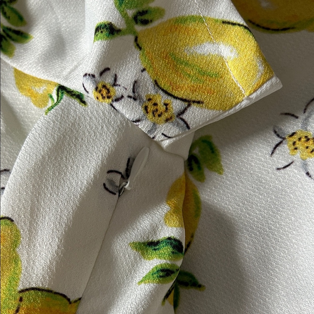 Lemon Print Midi Dress - White and Yellow - Picture 3 of 4
